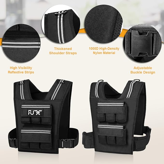 FUFF Adjustable Weighted Vest Men,20/30/40 LB Weight Vest for Strength Trainin, Workout Vest Woman with Removable Iron Weights for Walking, Rucking, Running, Exercise