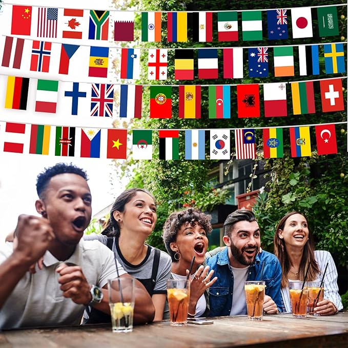 World Cup 2026 Merchandise Flags Banner, Flag Bunting for Soccer Party Decorations, 200 Countries Bunting Flags, 190 ft/58 m, International Flag for School, Office, Home, Stadium Decor (200)