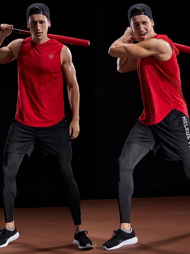 NELEUS Dry Fit Workout Athletic Muscle Tank Top Running Shirts with Hoods