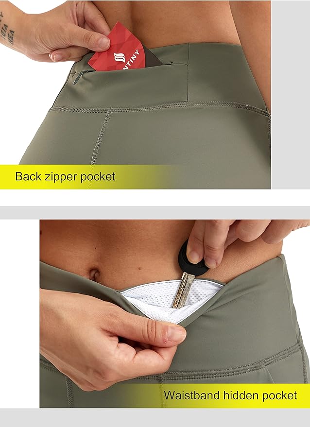 SANTINY Women's 6'' Athletic Long Shorts with 4 Pockets High Waisted Bermuda Shorts for Women Walking Running Casual
