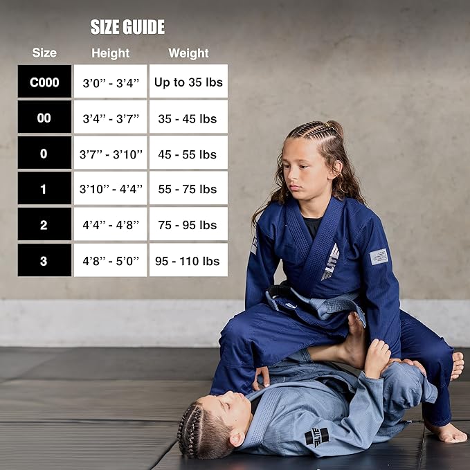 Elite Sports IBJJF Ultra Light BJJ Brazilian Jiu Jitsu Gi for Kids with Preshrunk Fabric and Free Belt