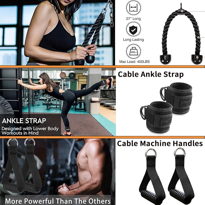 Solid Cable Machine Attachment, Cable Attachments for Gym, Gym Cable Attachments, Cable Machine Attachments Set