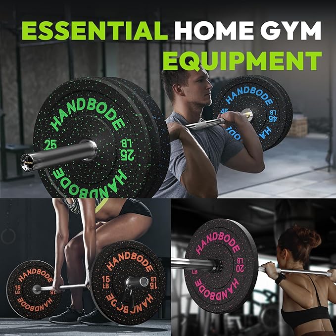 2-Inch Weight Plates High Bounce, Olympic Bumper Plate Set 45/100/160/190/260/300lb, Colored Weight Plates Set for Home Gym, Barbell Weights Rubber Strength Training Plate for Weight Lifting
