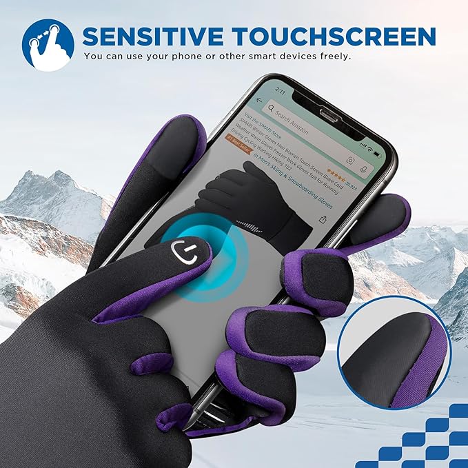 SIMARI Winter Gloves Women Men Ski Snow Gloves Liner Thermal Warm Touch Screen, Suit for Running, Cycling, Biking, Hiking, Driving, Walking, Typing, Freezer Work, Sports, Soccer, Shooting, Gaming 102