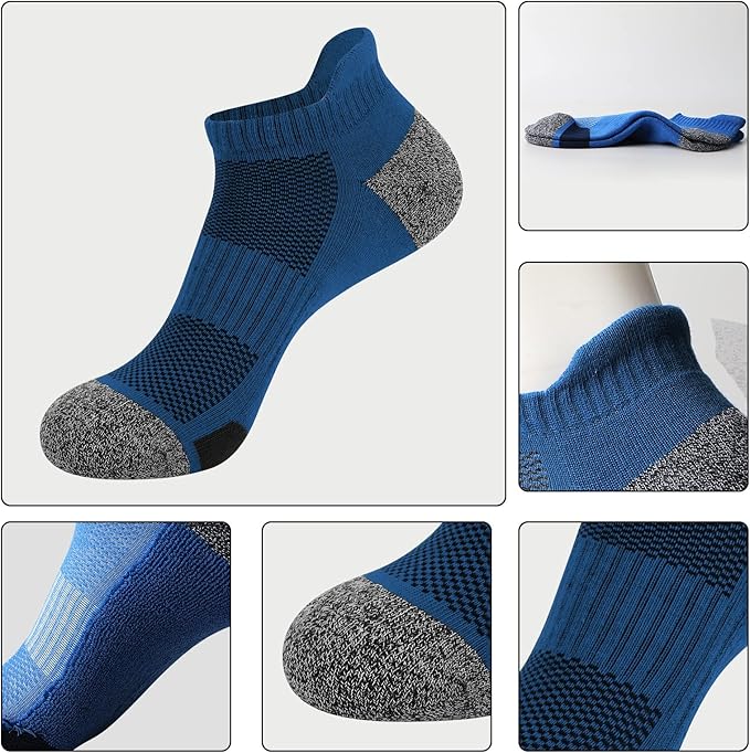 JOYNÉE Mens Ankle Athletic Low Cut Socks Running Sports Cushioned Sock for Men 6 Pack