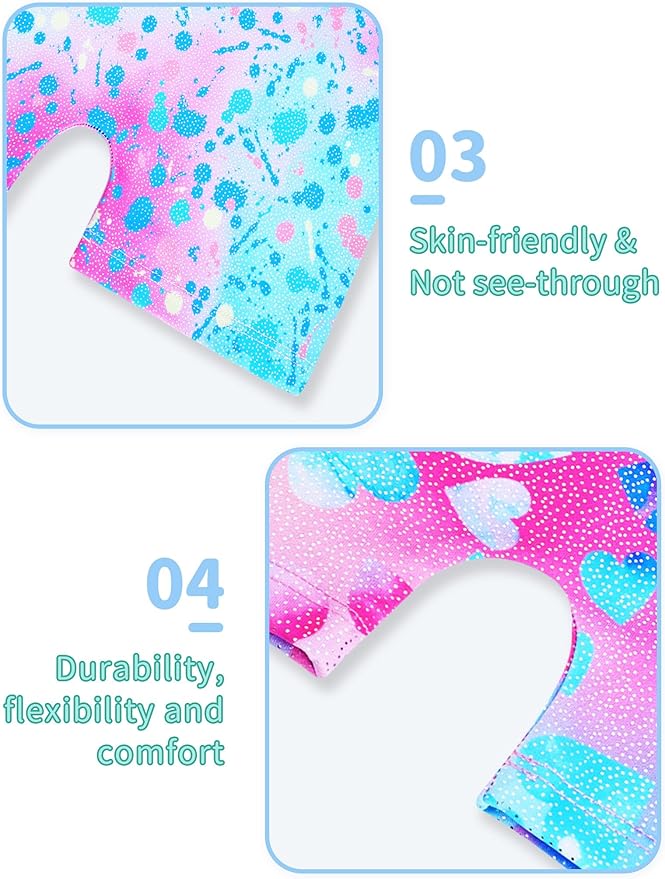 Nymphperi 2 Packs Gymnastics Leotard for Girls Sparkle Biketards with Shorts Kids Sleeveless Unitard One-Piece Dancewear