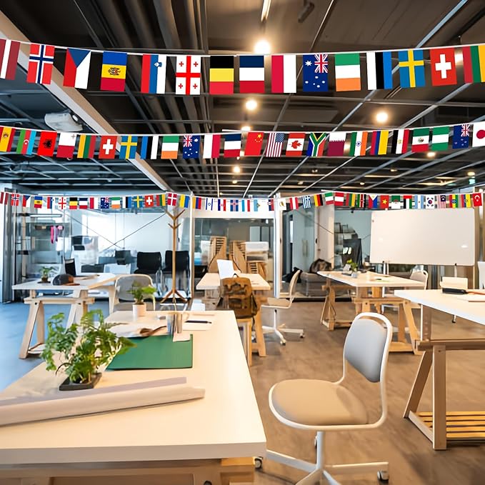 World Cup 2026 Merchandise Flags Banner, Flag Bunting for Soccer Party Decorations, 200 Countries Bunting Flags, 190 ft/58 m, International Flag for School, Office, Home, Stadium Decor (200)