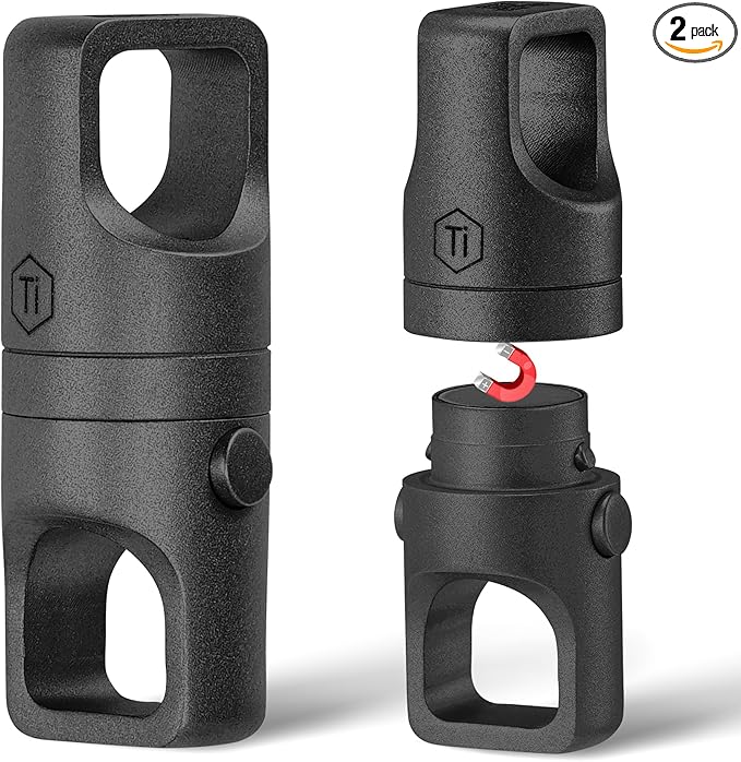 KeyUnity KA48 Titanium Magnetic Quick-Release Keychain, 360° Swivel Double-End Connector with Dual-Button Safety, 20kg Load, for Car Keys, USB Drives, and EDC Tools 2Pcs