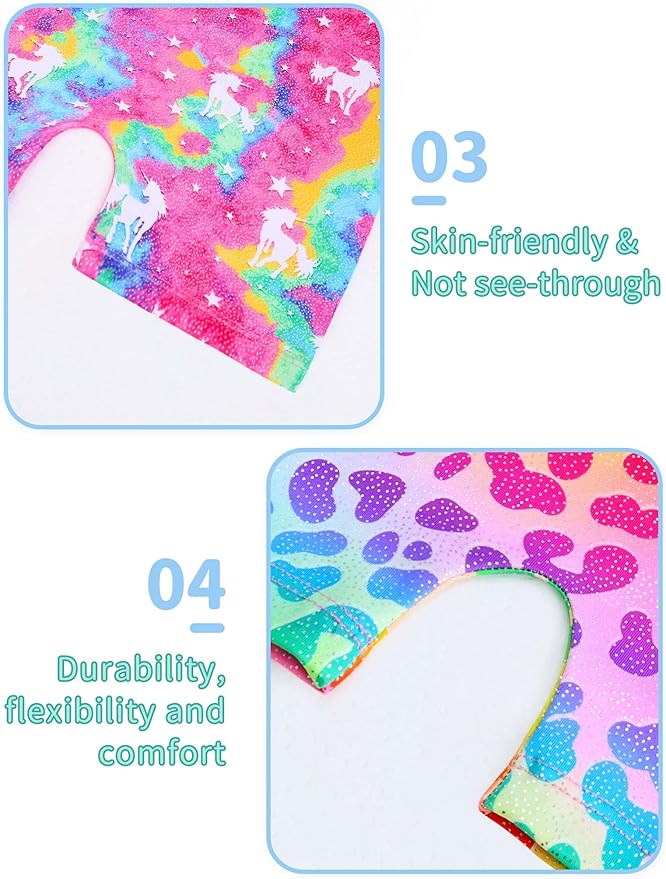 Nymphperi 2 Packs Gymnastics Leotard for Girls Sparkle Biketards with Shorts Kids Sleeveless Unitard One-Piece Dancewear