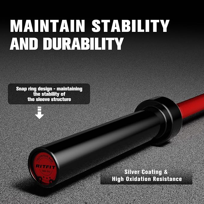 RITFIT Olympic Barbell 4ft/4.8ft/6ft - 2 Inch Weight Bar for Strength Training, Weightlifting, Squat, Deadlift, Bench Press, Curl, Overhead Press - 350lbs/500lbs Capacity