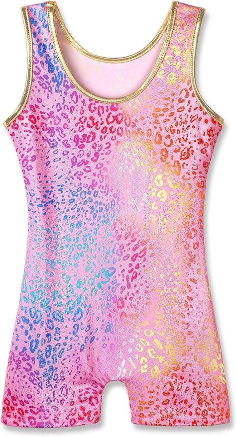 HOZIY Gymnastics Leotards for Girls with Shorts Toddlers Biketards Rainbow Unicorn Dinosaur Mermaid Leopard Flower Galaxy