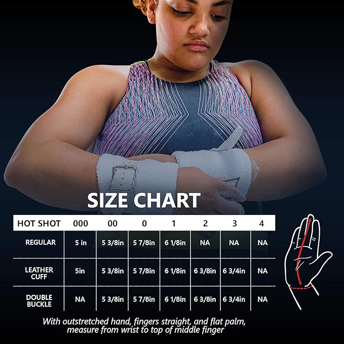 US Glove Women Hot Shot Uneven Bar Gymnastics Grips - Womens Gymnastics Bars Grips, Made in USA, Leather, Hook & Loop, Size 00 (5 3/8")