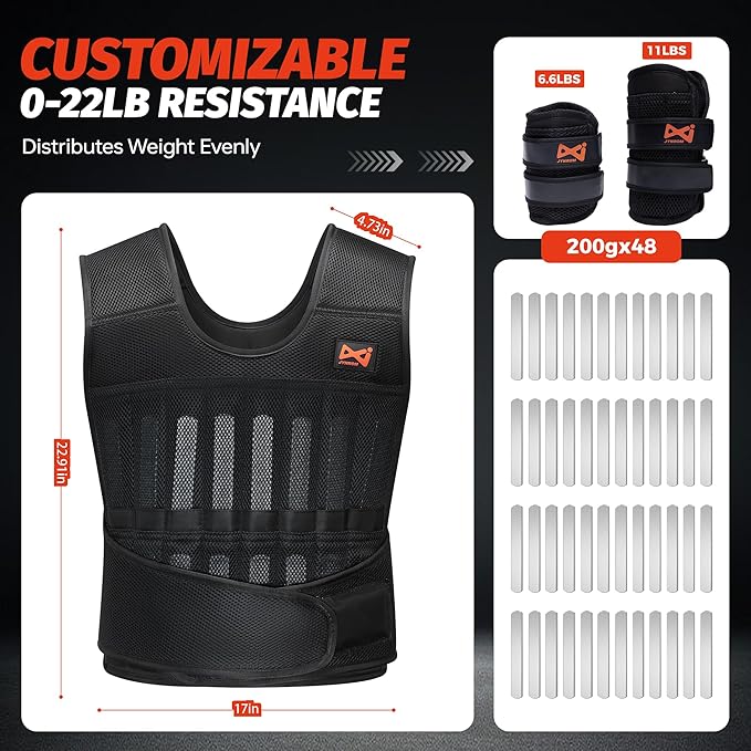 Adjustable Weighted Vest,Weight Vest for Men Women, Body Weights Vests with Weights for Workout, Strength Training, Running, Fitness