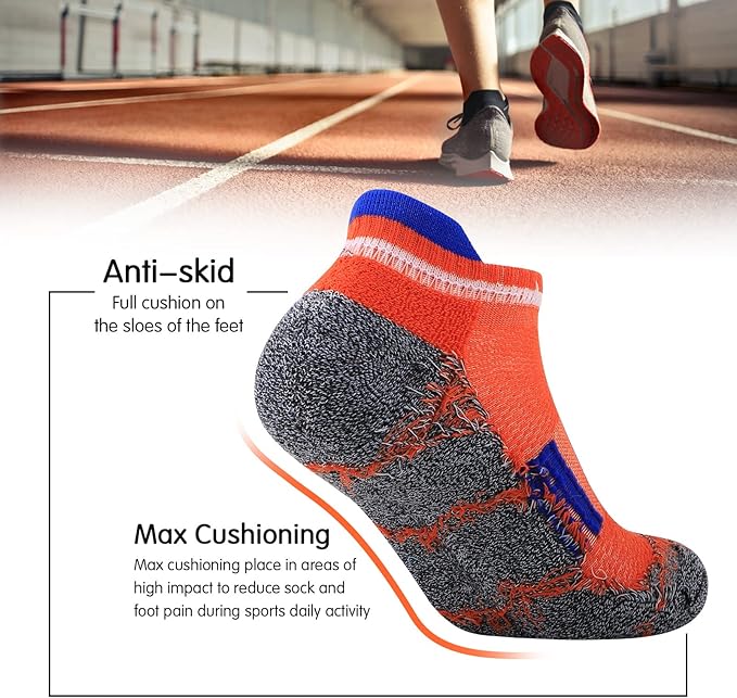 JOYNÉE Mens Ankle Athletic Low Cut Socks Running Sports Cushioned Sock for Men 6 Pack