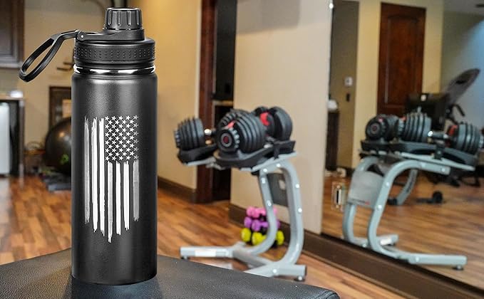 American Flag 20oz Sports Water Bottle | Insulated Metal | Stainless Steel | Outdoor Sports, Hiking - USA Flag 20oz Bottle