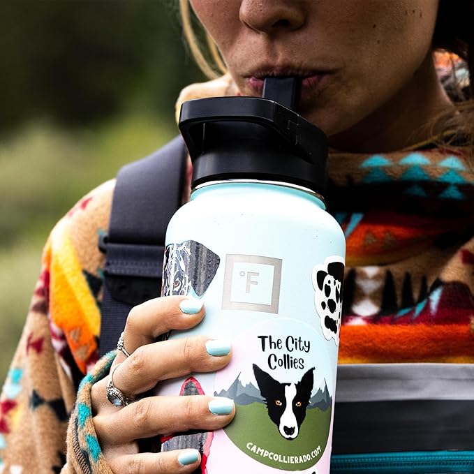 IRON °FLASK Camping & Hiking Hydration Flask with Straw, Wide Mouth Insulated Stainless Steel Sports Water Bottle - 64 oz Cobalt
