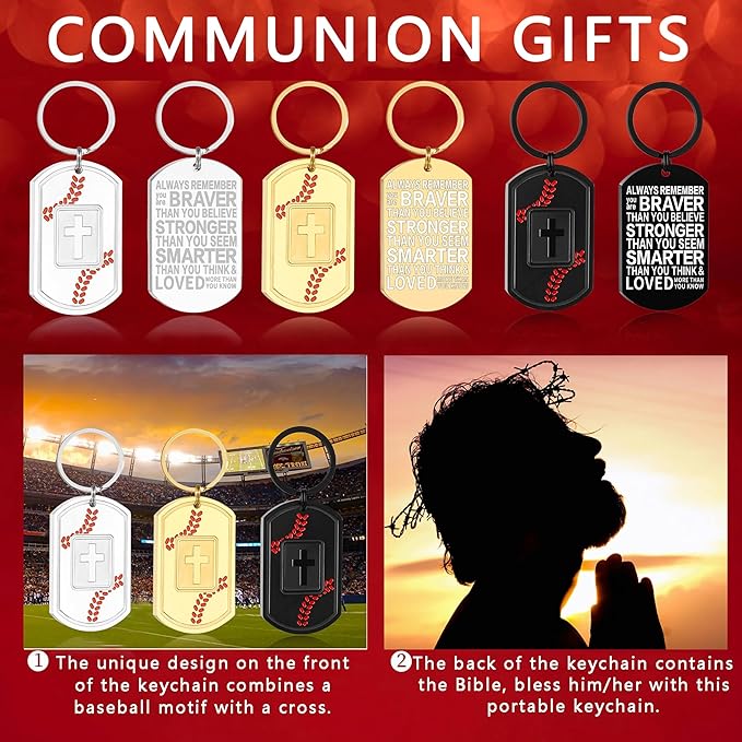 Stocking Stuffers- Football/Baseball/Soccer/Basketball Keychain for Men Baptism Confirmation Mens Gifts