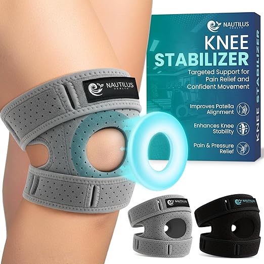 Premium Knee Brace for Pain Relief - Adjustable Compression Support for Arthritis, Injury Recovery, Running & Workouts - Unisex Design in Black & Gray