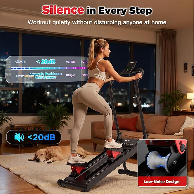 Magnetic Stair Stepper for Home,Vertical Climber Adjustable Resistance Up to 77LBS,Folding Compact Cardio Stair Climber with 350LBS Weight Capacity,
