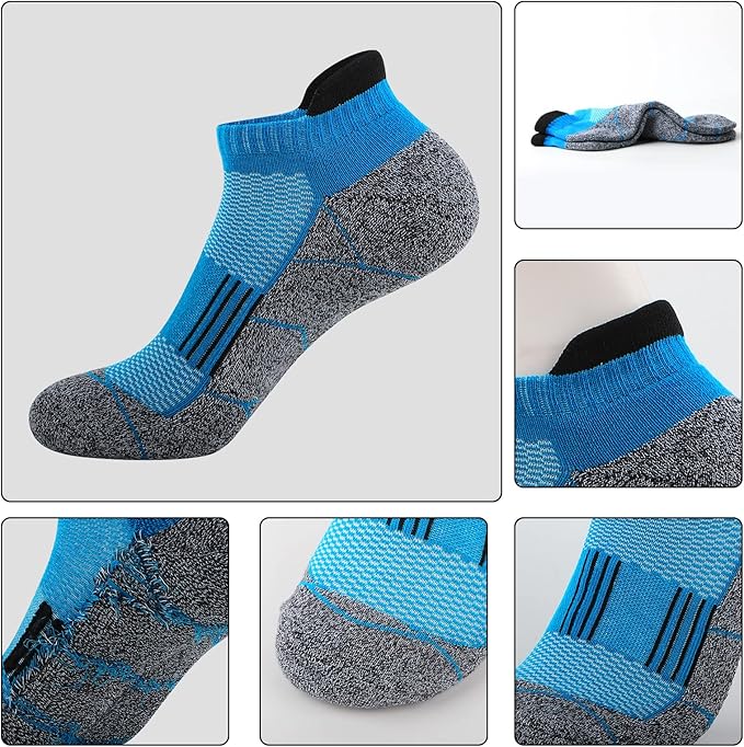 JOYNÉE Mens Ankle Athletic Low Cut Socks Running Sports Cushioned Sock for Men 6 Pack