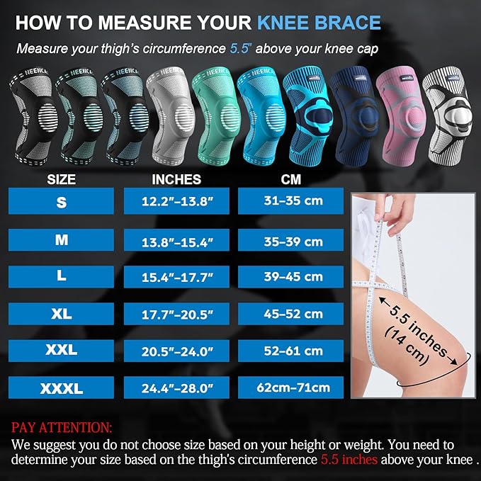 NEENCA Professional Knee Brace for Women/Men, Knee Support with Patella Pad & Side Stabilizers, Compression Knee Sleeve for Knee Joint Pain, Meniscus Tear, ACL, PCL, Runner, Workout - FSA/HSA Approved
