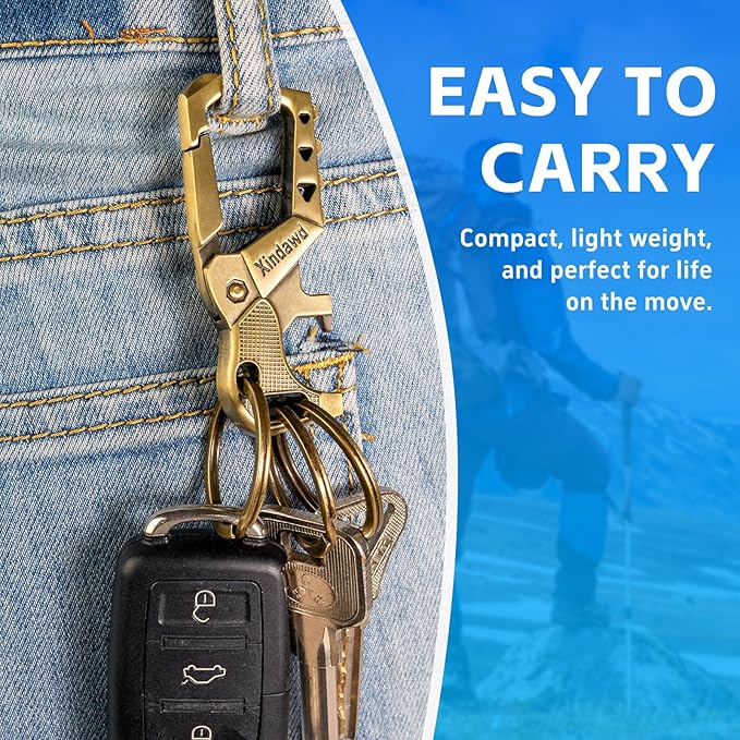 Heavy duty metal keychains, Carabiner Clip Keychain with Bottle Opener, 3 Key Rings for Car Keys, Family Present for Men and Women(Black+Bronze)