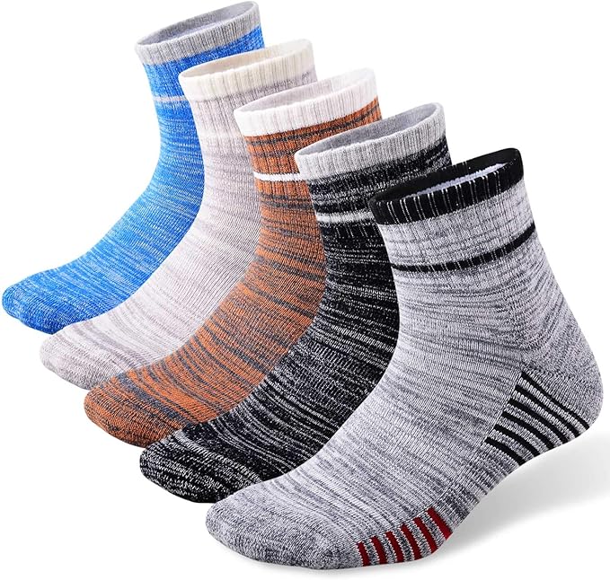 FEIDEER mens Modern Hiking socks, Athletic Cushioned Cotton Socks with Arch Support