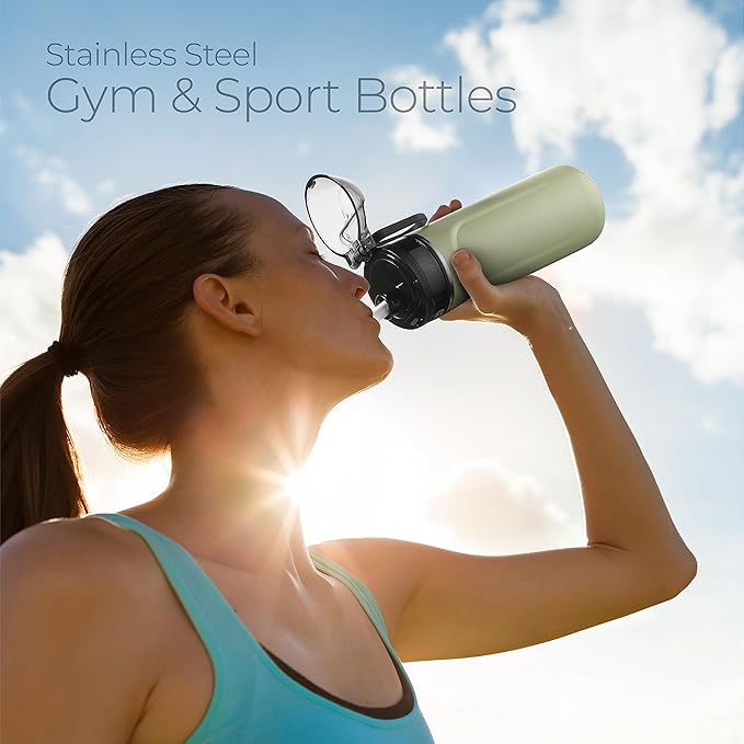SIPX™ 18 oz Premium Stainless Steel Water Bottle with Straw Lid – Triple Insulated, Leakproof, BPA-Free – Slim, Durable Bottle for School, Gym, Office – Green