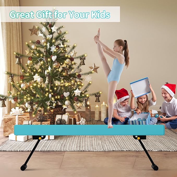 EL&IT·Wings 6ft/8ft Gymnastic Balance Beam, Adjustable High and Low Level Floor Beam - Highly Stable - Gym Practice Training Equipment for Kids Children Girls Home