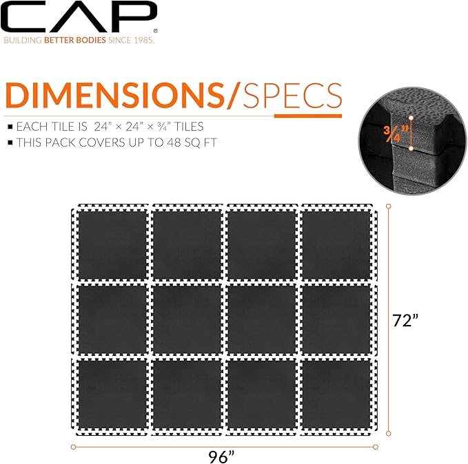 CAP Barbell Interlocking EVA Foam Exercise Puzzle Mat Home Gym Flooring | Multiple Options