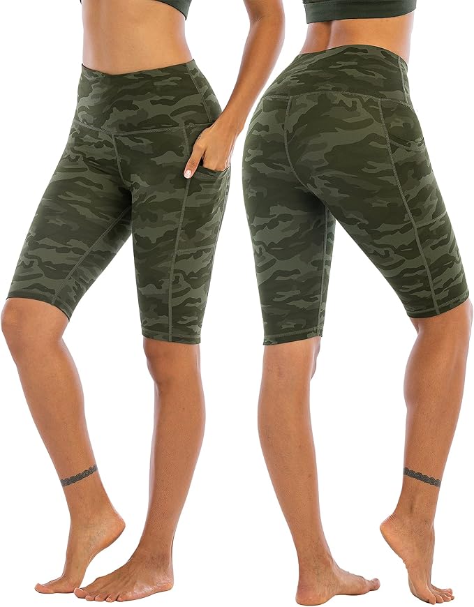 WHOUARE 4 Pack Biker Yoga Shorts with Pockets for Women,High Waisted Athletic Running Workout Gym Shorts Tummy Control