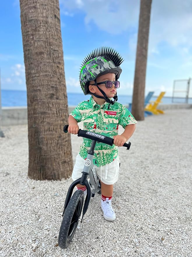 Strider 12” Sport Bike - No Pedal Balance Bicycle for Kids 1 to 4 Years - Includes Safety Pad, Padded Seat, Mini Grips & Flat-Free Tires - Tool-Free Assembly & Adjustments