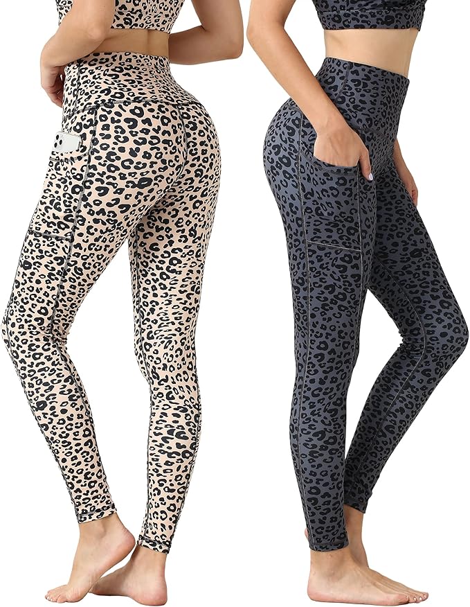 4 Pack Leggings with Pockets for Women,High Waist Tummy Control Workout Yoga Pants