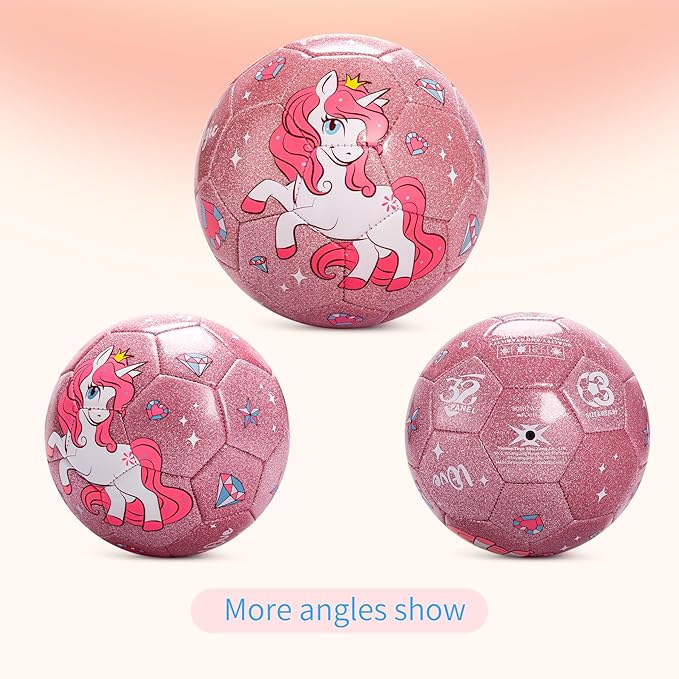 Soccer Ball Size 4 Size 3 Size 2 with Pump Deflated - Glitter Unicorn Dinosaur Toys for Toddler Kids - Sports & Outdoors Games - Christmas Stocking Stuffers Birthday Gifts for Boys Girls 1-3 3-8 8-12