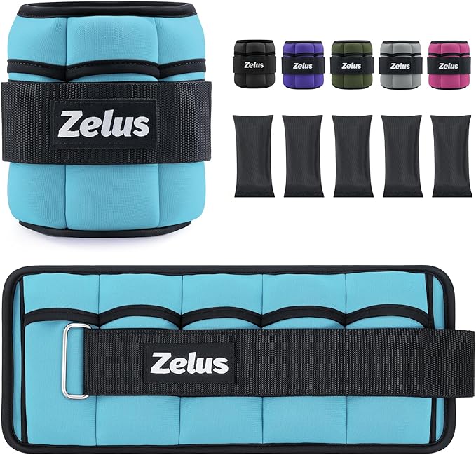ZELUS 1 Pair Adjustable Ankle Weights, 2 4 6 8 10 lb Modularized Leg Weight Straps for Women Men, Weighted Ankle Weight Set with Removable Sandbags, 1-5 lb per Ankle Strap for Gym Yoga Jogging Walking