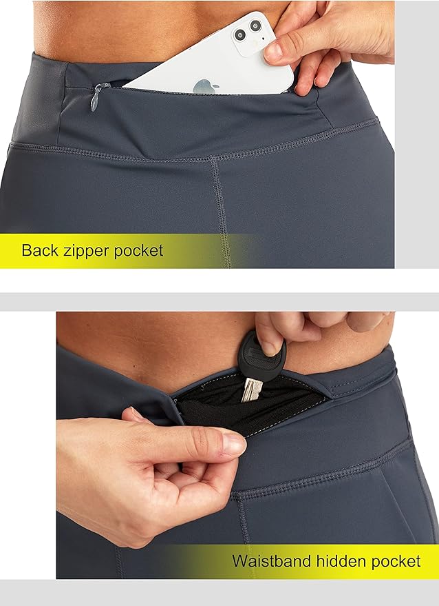 SANTINY Women's 6'' Athletic Long Shorts with 4 Pockets High Waisted Bermuda Shorts for Women Walking Running Casual