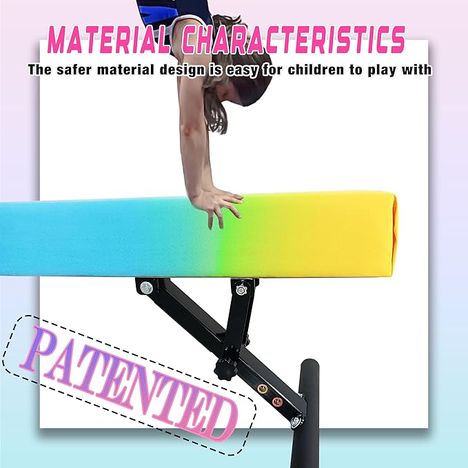 Adjustable Balance Beam for Kids, 8FT Gymnastics Beam with Anti-Slip Legs, High and Low Floor Beam for All Gymnastics Levels, Professional Gymnastic Equipment for Home, Gym Center