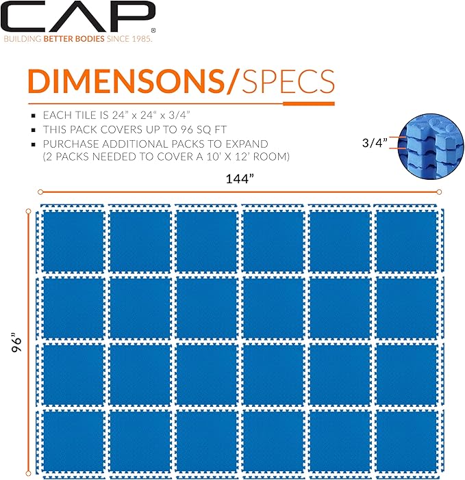 CAP Barbell Interlocking EVA Foam Exercise Puzzle Mat Home Gym Flooring | Multiple Options