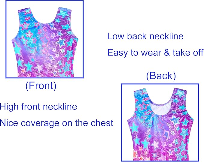 Domusgo Gymnastics Leotards for Girls Sparkly One-Piece Pro Kids Unitard Biketards with Shorts