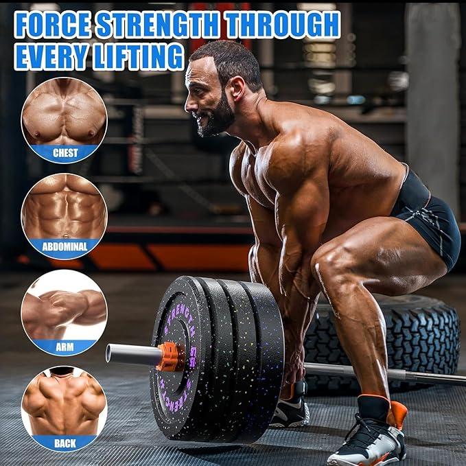 XDDIAS 2-Inch Bumper Plates, Barbell Rubber Olympic Weight Plates Set for Home Gym Strength Training, 20-260lbs, Multiple Options
