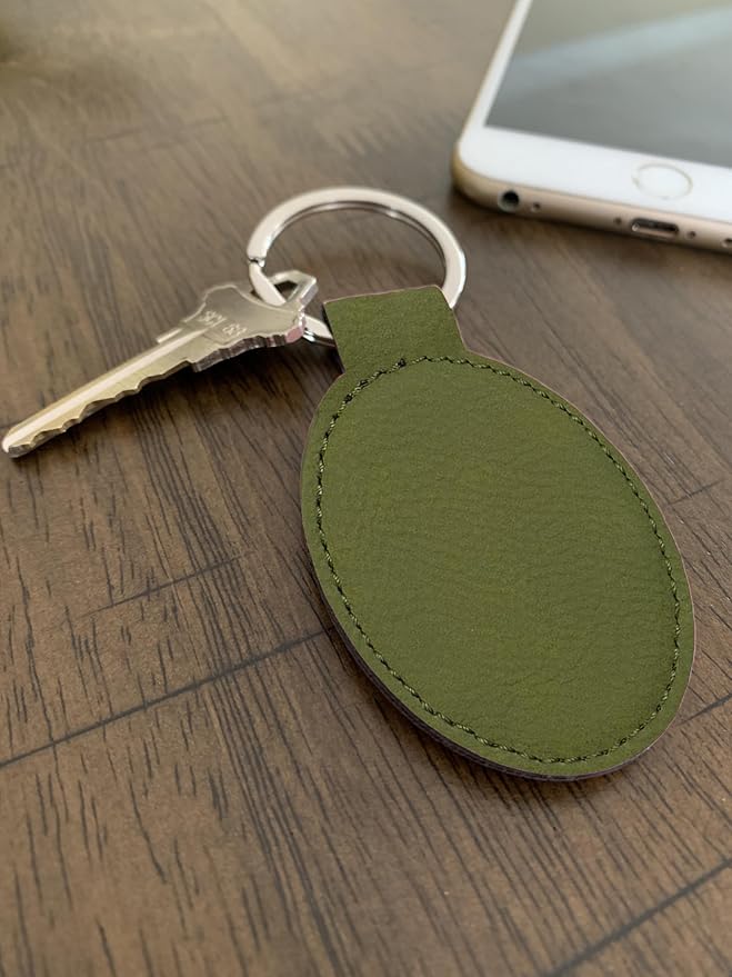 LaserGram Oval Keychain, Quad, Personalized Engraving Included (Camo Green)