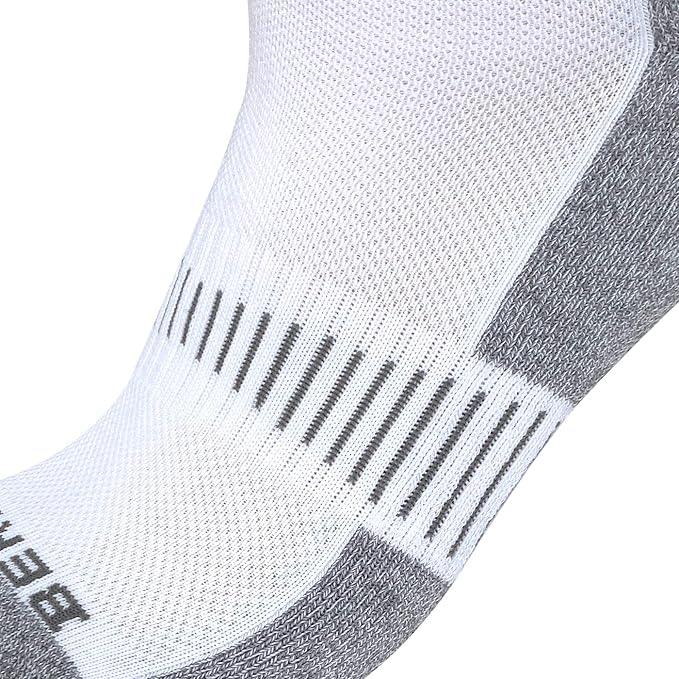 BERING Men's Athletic Running Ankle Socks Cushioned Heel Tab (6 Pairs)