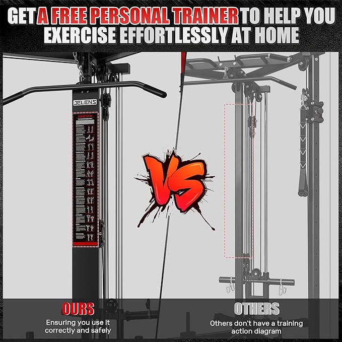 CC01 Fitness Cable Crossover Machine with High and Low Pulley System, Functional Trainer with with Pull Up Bars and Optional Bundle, Plate Loaded Pulley System for Home Gym Power Workout