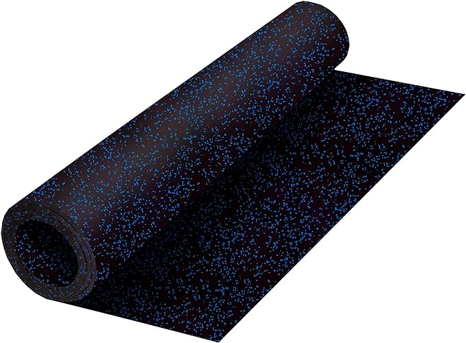 Genaflex Rubber Gym Floor Mat - 8mm Thick - Heavy Duty Commercial Protective Gym Flooring Roll (10% Blue, 4' X 20')