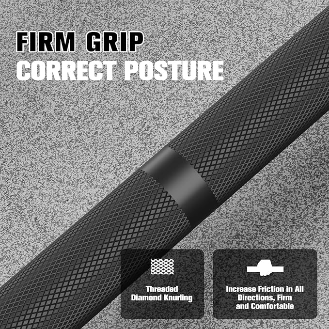 RITFIT 7FT Olympic Barbell for Strength and Weightlifting Training - 2 Inch Olympic Bar for Squat, Deadlift, Bench Press, Curl, Overhead Press - 600lbs/1000lbs/1200lbs Capacity