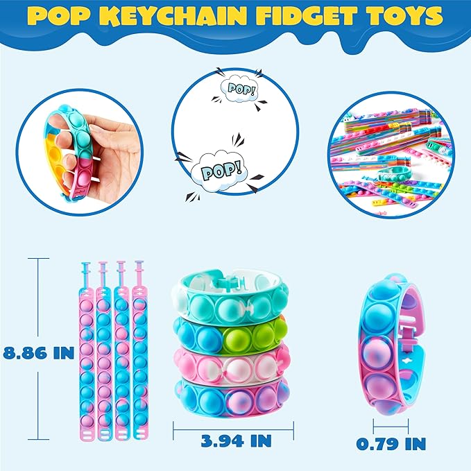 JOYIN Pop Fidget Toys pops Bulk 50 Pack Party Favors for Kids 4-8,8-12 Year, Fidget Bracelets Sensory Toys for Birthday Carnival Halloween Christmas Prizes Gifts Goodie Bags Stuffers for Kids