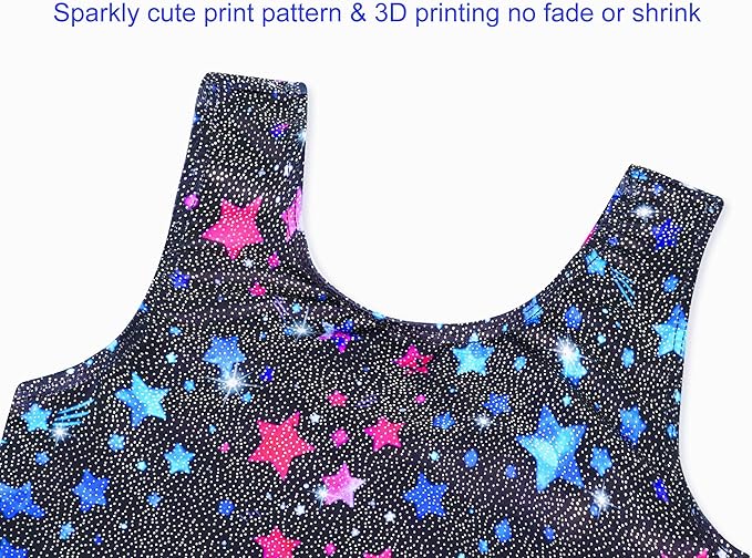 Domusgo Gymnastics Leotards for Girls Sparkly One-Piece Pro Kids Unitard Biketards with Shorts
