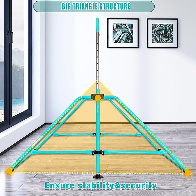 MARFULA Foldable Gymnastic Bar for Kids Ages 3-12, 9 Height Levels, 200 lbs Weight Capacity, 5 Ft Length Gymnastic Kip Bar with Mat, Gymnastic Equipment for Home and Gym Center Indoor Outdoor Use