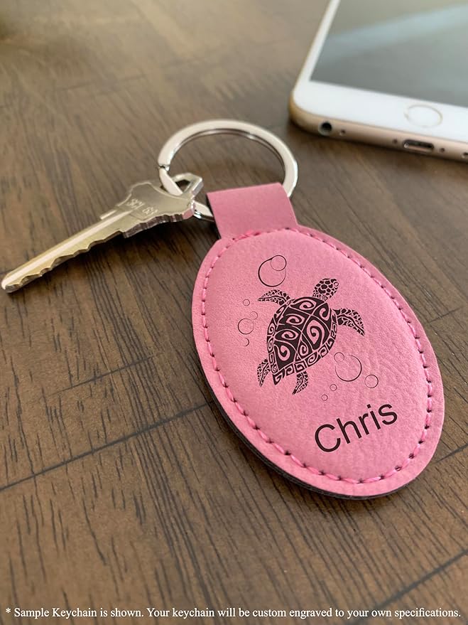 LaserGram Oval Keychain, Soccer Ball, Personalized Engraving Included