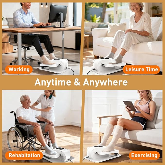 Under Desk Elliptical Exercise Machine, Electric Ellipse Leg Exerciser as Seen on TV, 15 Speeds Foot Exerciser While Sitting for Seniors, Portable Seated Pedal Exerciser for Home Office